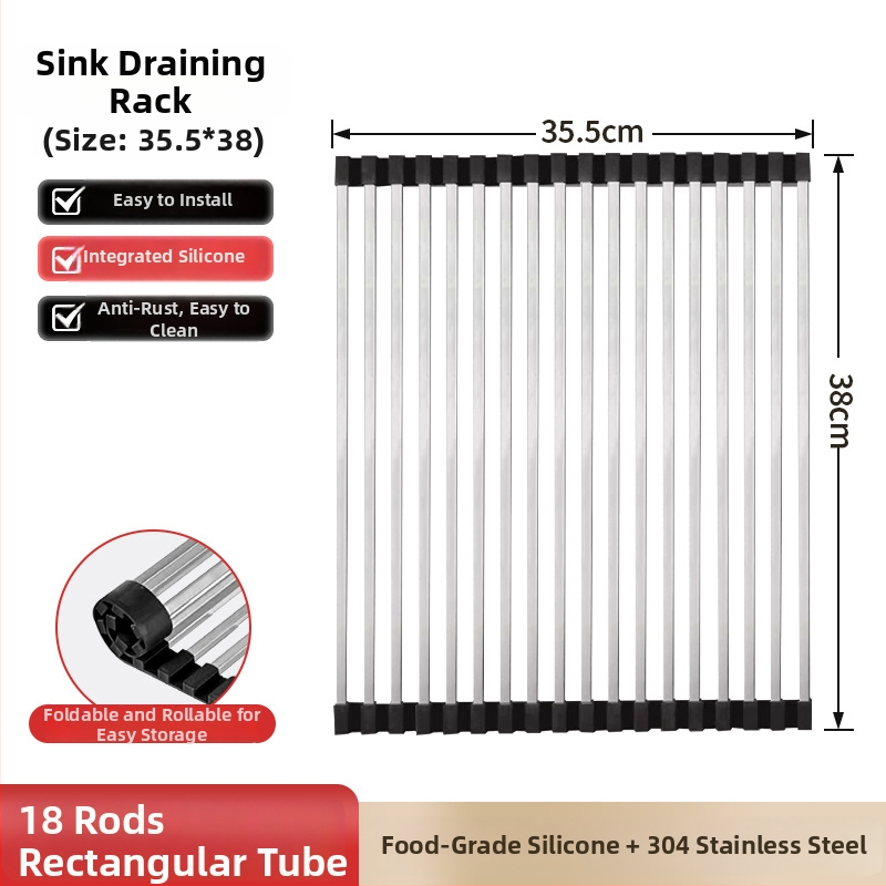 Dongxing nehrđajući čelik – roll-up odvodni stalak za kuhinju sa sklopivim držačem posuđa