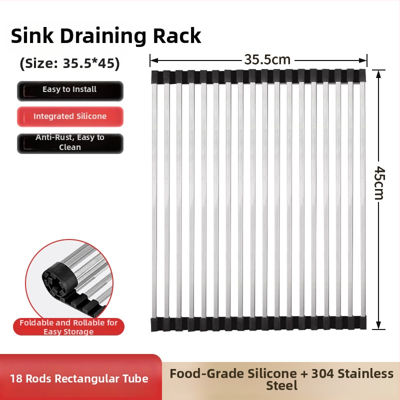 Dongxing nehrđajući čelik – roll-up odvodni stalak za kuhinju sa sklopivim držačem posuđa