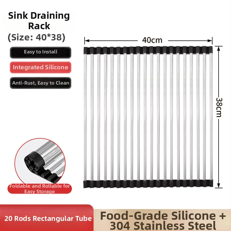 Dongxing nehrđajući čelik – roll-up odvodni stalak za kuhinju sa sklopivim držačem posuđa