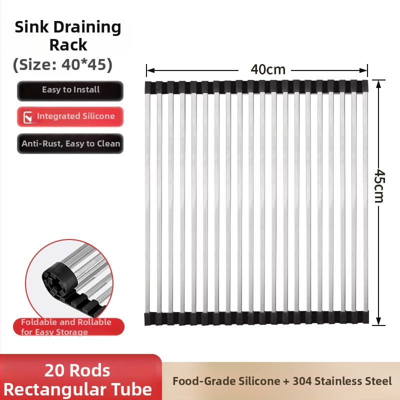 Dongxing nehrđajući čelik – roll-up odvodni stalak za kuhinju sa sklopivim držačem posuđa