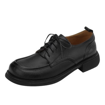 Pantofi loafer din piele naturală cu șiret, vârf pătrat, talpă plată, talpă din cauciuc