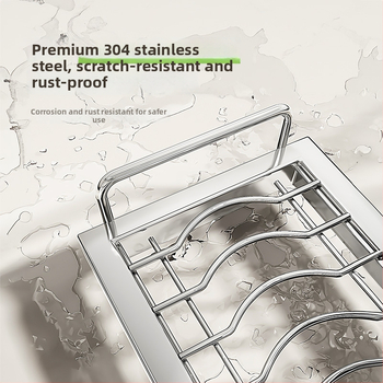 Regal za pohranu posuđa u kuhinjskom ormariću s pregradom ladice — 304 nehrđajući čelik, višenamjenski, moderan stil, lansiranje 2025