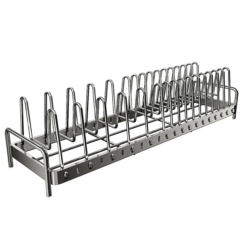 Regal za pohranu posuđa u kuhinjskom ormariću s pregradom ladice — 304 nehrđajući čelik, višenamjenski, moderan stil, lansiranje 2025