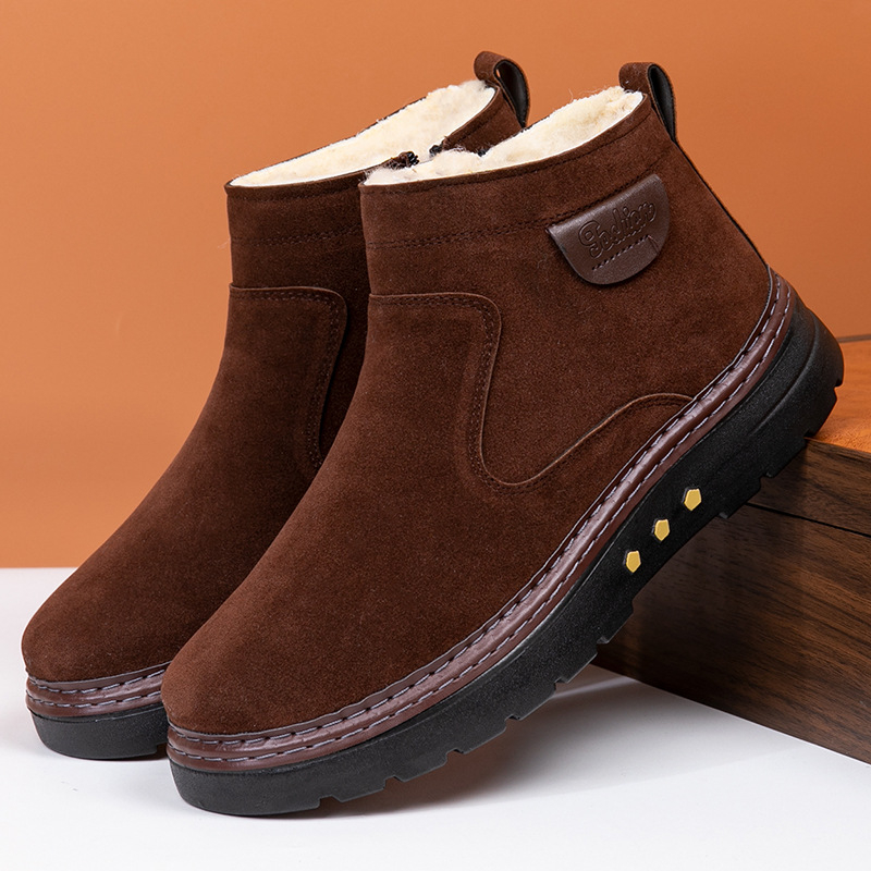 Ghete de zăpadă pentru bărbați, partea superioară din material textil, căptușeală din pluș sintetic scurt, talpă exterioară antiderapantă din cauciuc, talpă din poliuretan