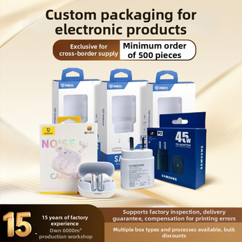 Prilagođena papirnata kutija za pakiranje s prozirnim prozorom i kukom za vješanje za 3C digitalne dodatke; moguć tisak logotipa; 350 gsm papir