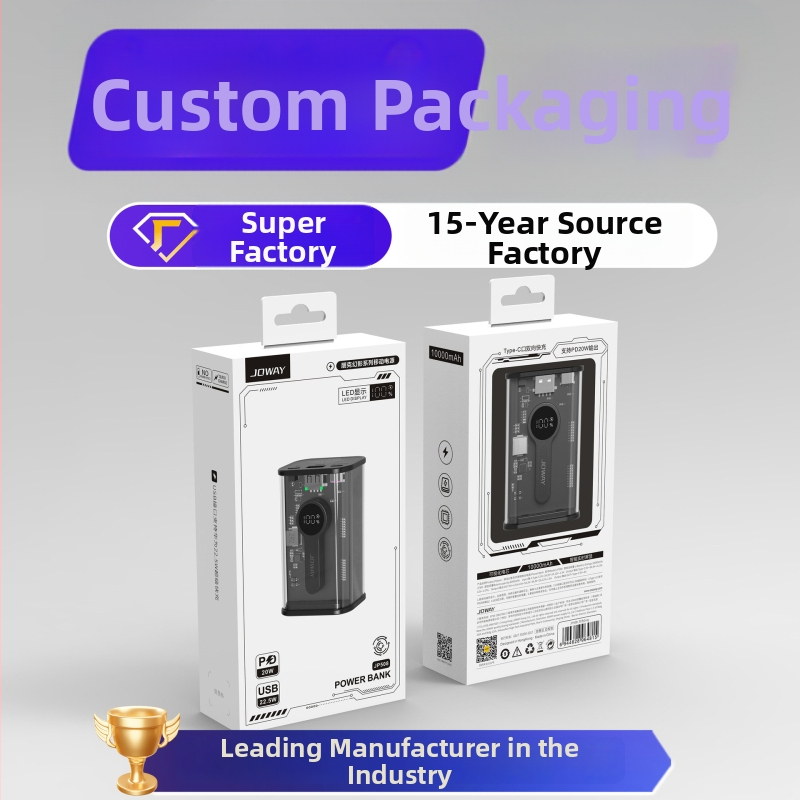 Prilagođena papirnata kutija za pakiranje s prozirnim prozorom i kukom za vješanje za 3C digitalne dodatke; moguć tisak logotipa; 350 gsm papir