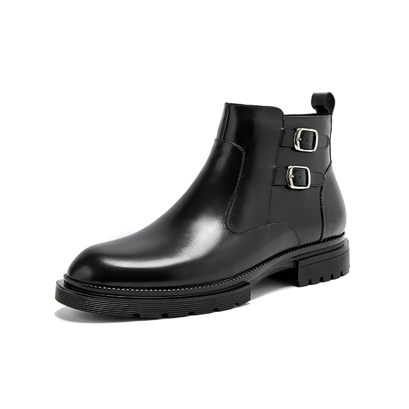 Papuci de casă de iarnă din piele de vită, talpă din cauciuc, construcție groasă, încălziți – Brand BOGARETE BV