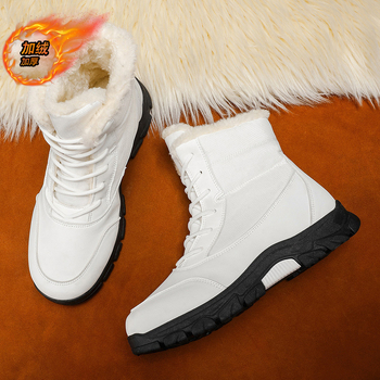 Ghete de iarnă pentru bărbați cu partea superioară din PU, talpă PVC, închidere cu șiret în față, vârf rotund, toc plat