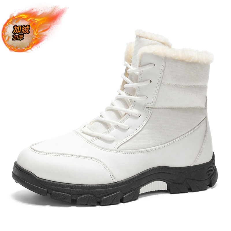 Ghete de iarnă pentru bărbați cu partea superioară din PU, talpă PVC, închidere cu șiret în față, vârf rotund, toc plat