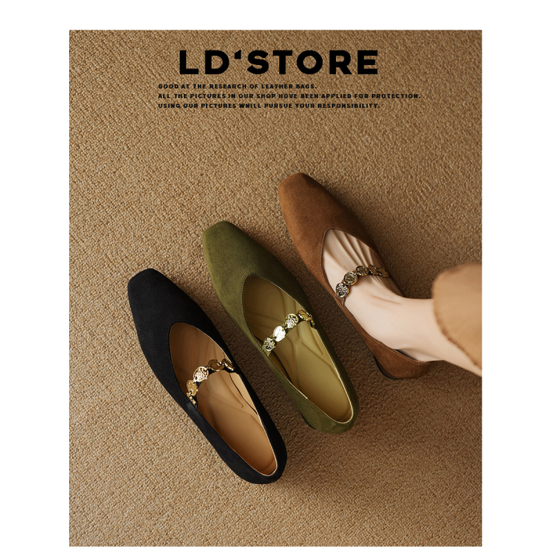 Pantofi Mary Jane cu vârf pătrat, partea superioară din piele de miel, toc mediu 3–6 cm, slip-on