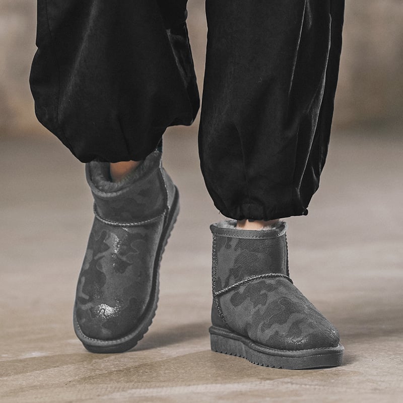 Beizier Muške zimske čizme, koža od krave, vodootporne, protivklizne, topla plišana unutarnja, potplat od telećih tetiva
