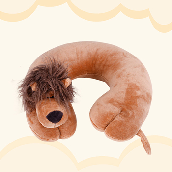 У-образна пътна възглавница с анимационни животни, пълнител полиестерно влакно, плат химическо влакно, стил анимационен, подходяща за деца и за възрастни, подпира шията по време на сън