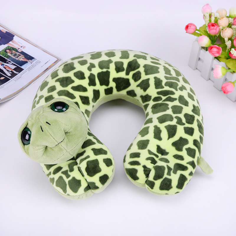 У-образна пътна възглавница с анимационни животни, пълнител полиестерно влакно, плат химическо влакно, стил анимационен, подходяща за деца и за възрастни, подпира шията по време на сън