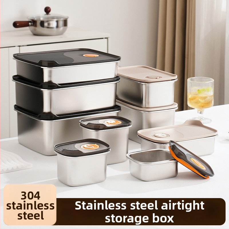 Ορθογώνιο δοχείο συντήρησης φαγητών, από ανοξείδωτο χάλυβα 316 + PP, κατάλληλο για τρόφιμα, χωρητικότητα 1–2 L, όχι κατάλληλο για φούρνο μικροκυμάτων