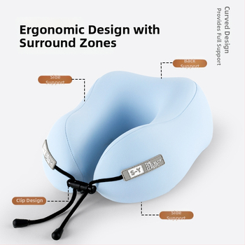 У-образна пътуваща възглавница за шия с паметна пяна — преносима опора за врата за самолет