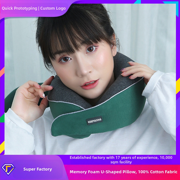 U-образна пътна възглавница, паметна пяна с бавно възстановяване, шийна опора, покритие от чист памук, лека