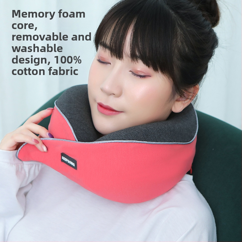 U-образна пътна възглавница, паметна пяна с бавно възстановяване, шийна опора, покритие от чист памук, лека