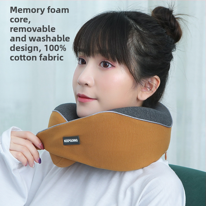 U-образна пътна възглавница, паметна пяна с бавно възстановяване, шийна опора, покритие от чист памук, лека
