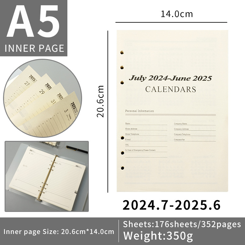 Bloc-notes cu foi detașabile, 6 găuri, hârtie Dowling pentru paginile interioare, 180 foi (360 pagini), logo personalizat disponibil