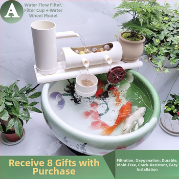 Αντλία κυκλοφορίας νερού για ενυδρείο με φιλτράρισμα και αερισμό, κυκλικό διακοσμητικό από κεραμικά πλακίδια για ψάρια και χελώνες