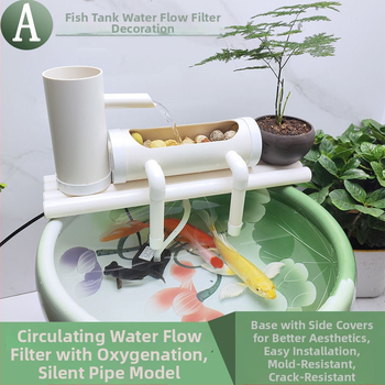 Αντλία κυκλοφορίας νερού για ενυδρείο με φιλτράρισμα και αερισμό, κυκλικό διακοσμητικό από κεραμικά πλακίδια για ψάρια και χελώνες