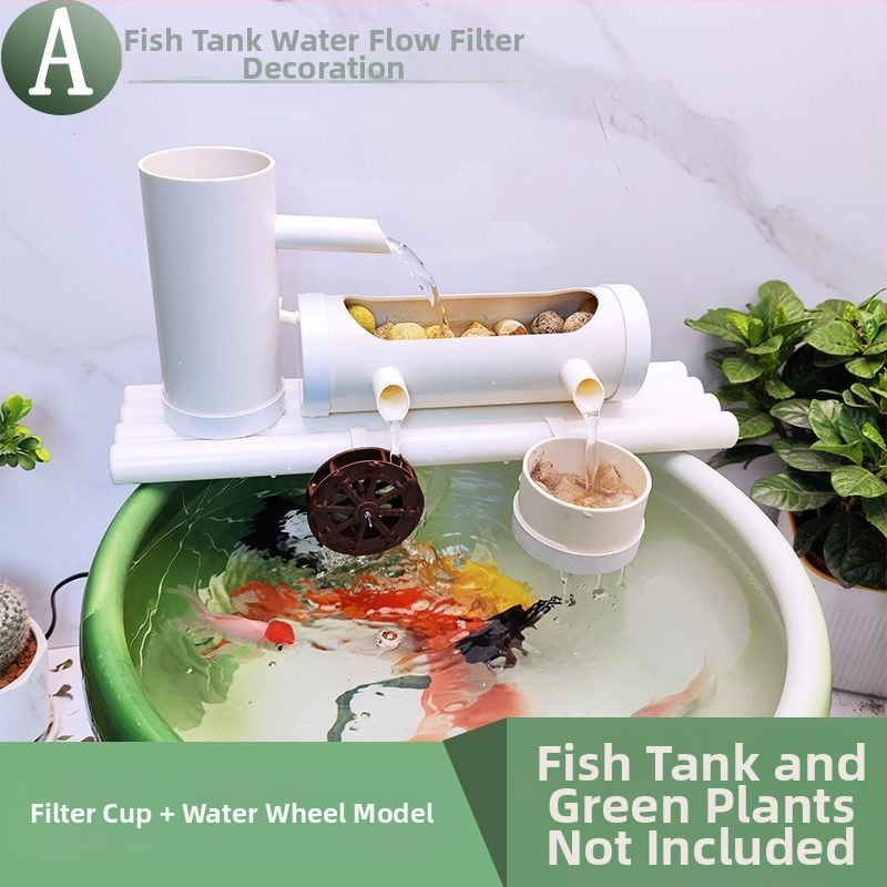 Αντλία κυκλοφορίας νερού για ενυδρείο με φιλτράρισμα και αερισμό, κυκλικό διακοσμητικό από κεραμικά πλακίδια για ψάρια και χελώνες