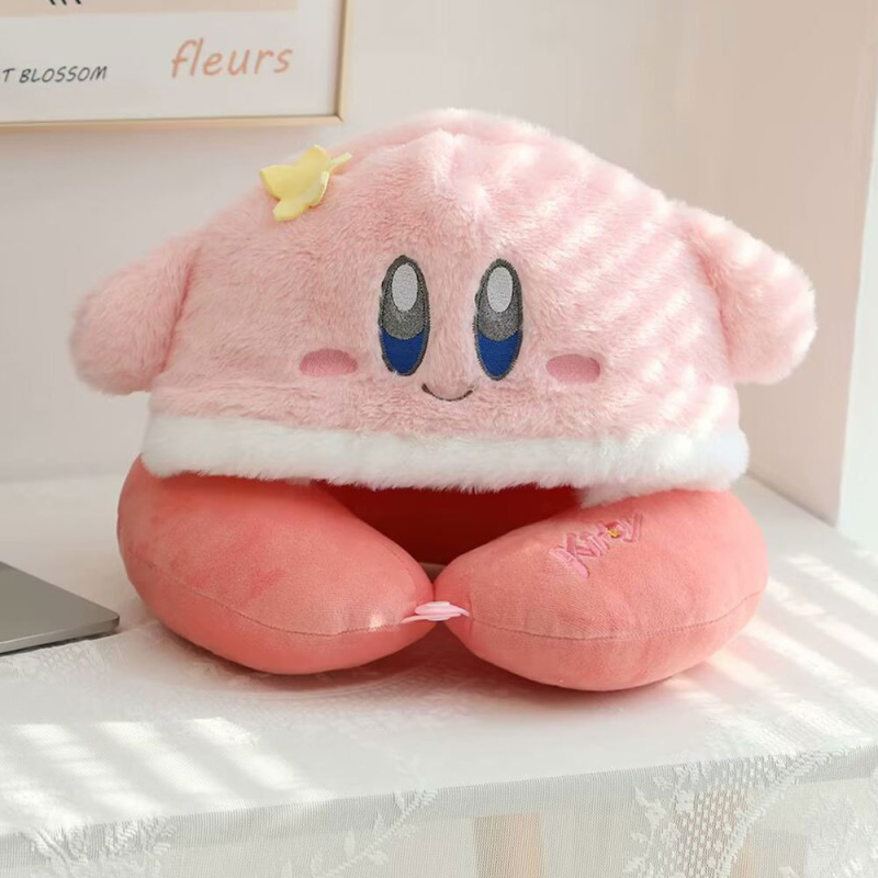 У-образна възглавница за шия с качулка, преносима за пътуване, кристално кадифе, полиестерен пълнеж, Инс стил