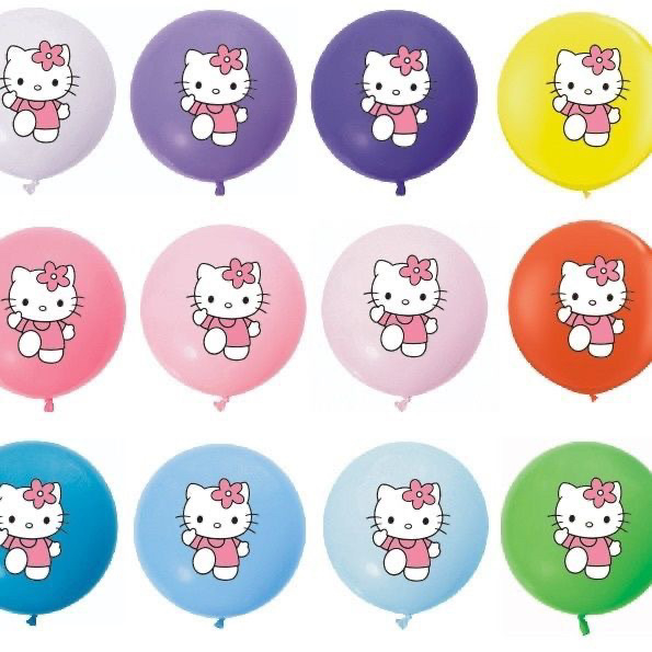 Latex kuglasti balon s karikaturnim motivima: lubenica, jagoda i nogomet — bez logotipa