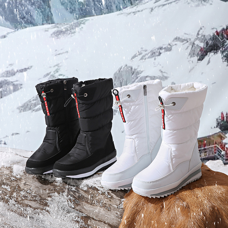 Zimske čizme za snijeg, unisex, podstavljene fleksom, gornji dio PU, protuklizna gumena potplat, niski potpetica (1–3 cm)