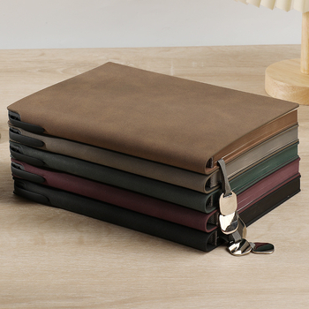 Notebook Bo Meng cu husă din piele sintetică, legare cu adeziv, hârtie Forest, 100–200 pagini, stil birou de afaceri