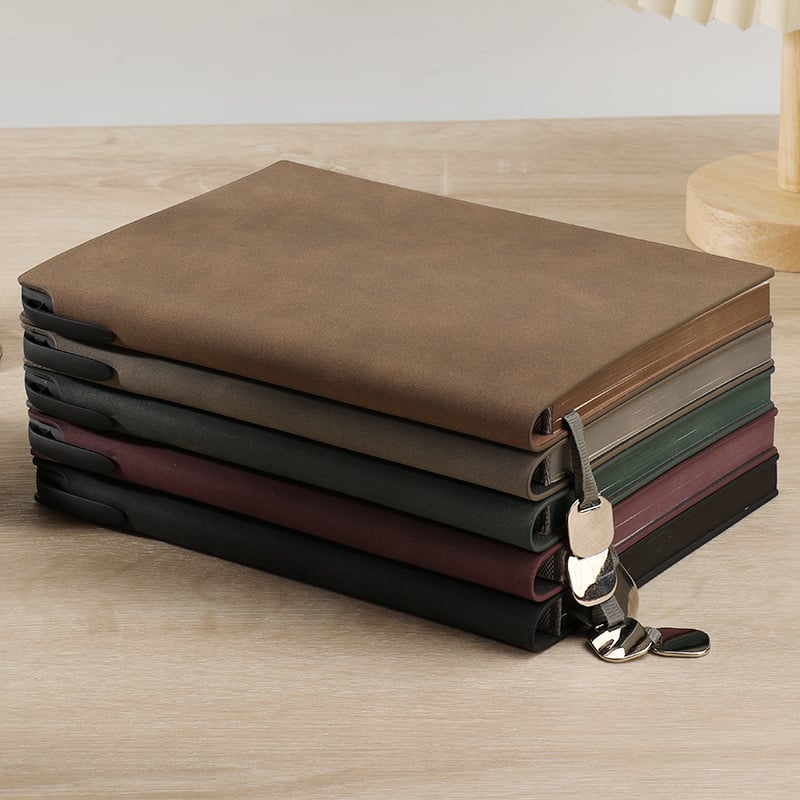 Notebook Bo Meng cu husă din piele sintetică, legare cu adeziv, hârtie Forest, 100–200 pagini, stil birou de afaceri