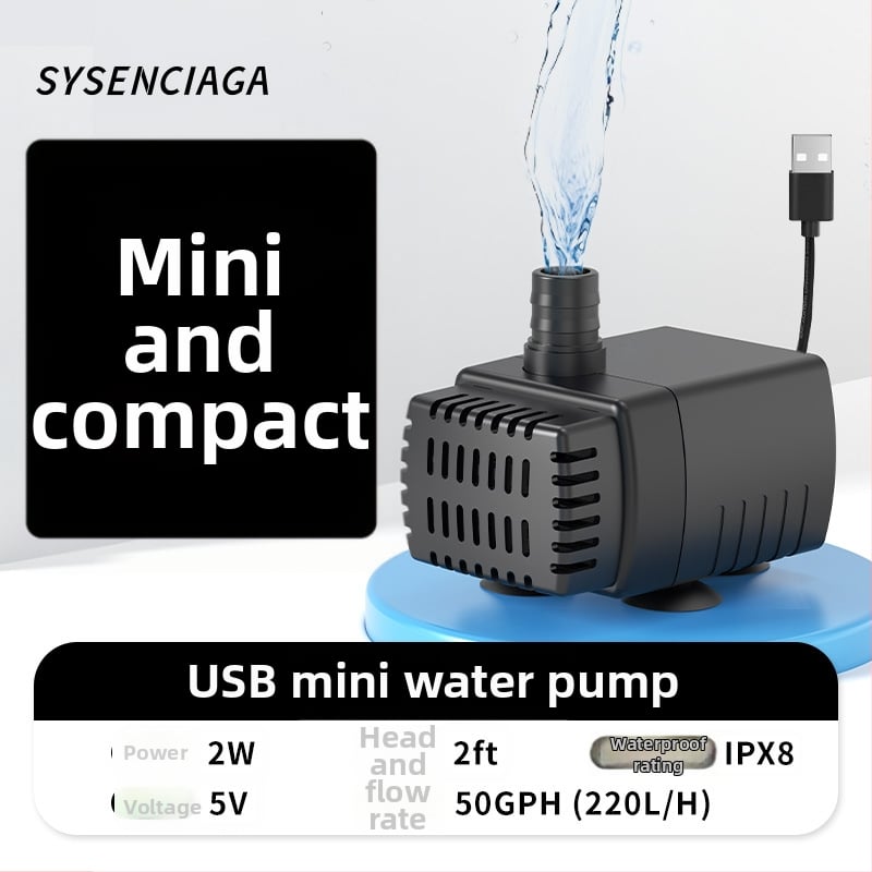 Υποβυθιζόμενη αντλία ενυδρείου, ABS υλικό, 5V, αθόρυβη λειτουργία, οξυγόνηση νερού ενυδρείου