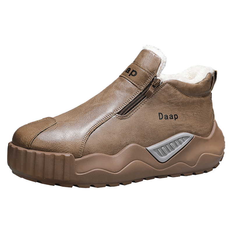 Ghete de iarnă pentru bărbați, cu căptușeală groasă, talpă antiderapantă, fermoar lateral, încălțăminte casual, caldă
