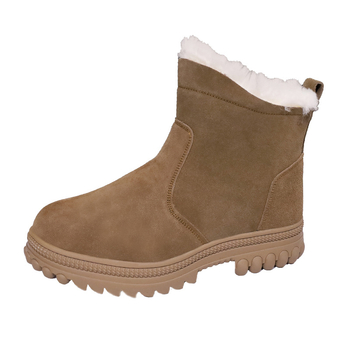 Ghete de zăpadă din nubuk, căptușeală din lână de miel, talpă din cauciuc antiderapant, fermoar lateral