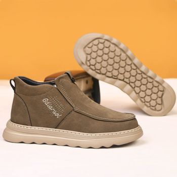 Papuci de iarnă pentru bărbați, cu căptușeală fleece, impermeabili, antiderapante, talpă EVA, suprafața din microfibră de piele