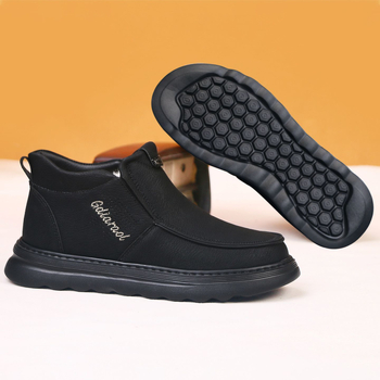 Papuci de iarnă pentru bărbați, cu căptușeală fleece, impermeabili, antiderapante, talpă EVA, suprafața din microfibră de piele