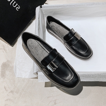 Γυναικείοι λοφτέρες με τετράγωνη μύτη, ιαπωνικού στυλ, συνθετικό δέρμα επάνω, EVA πάτος, καουτσούκ σόλα