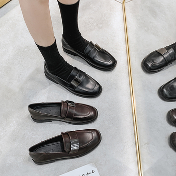 Γυναικείοι λοφτέρες με τετράγωνη μύτη, ιαπωνικού στυλ, συνθετικό δέρμα επάνω, EVA πάτος, καουτσούκ σόλα