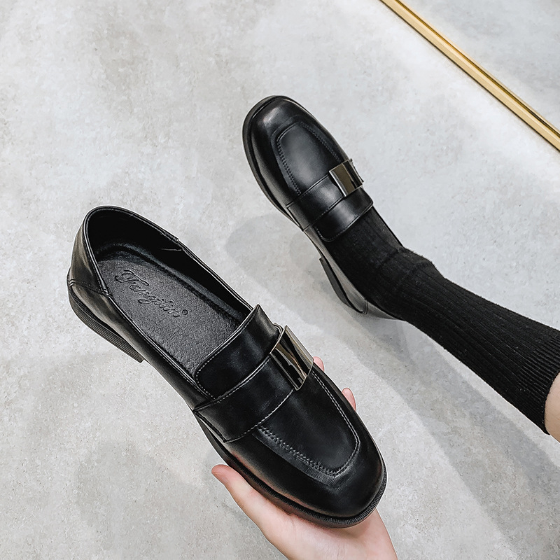 Γυναικείοι λοφτέρες με τετράγωνη μύτη, ιαπωνικού στυλ, συνθετικό δέρμα επάνω, EVA πάτος, καουτσούκ σόλα