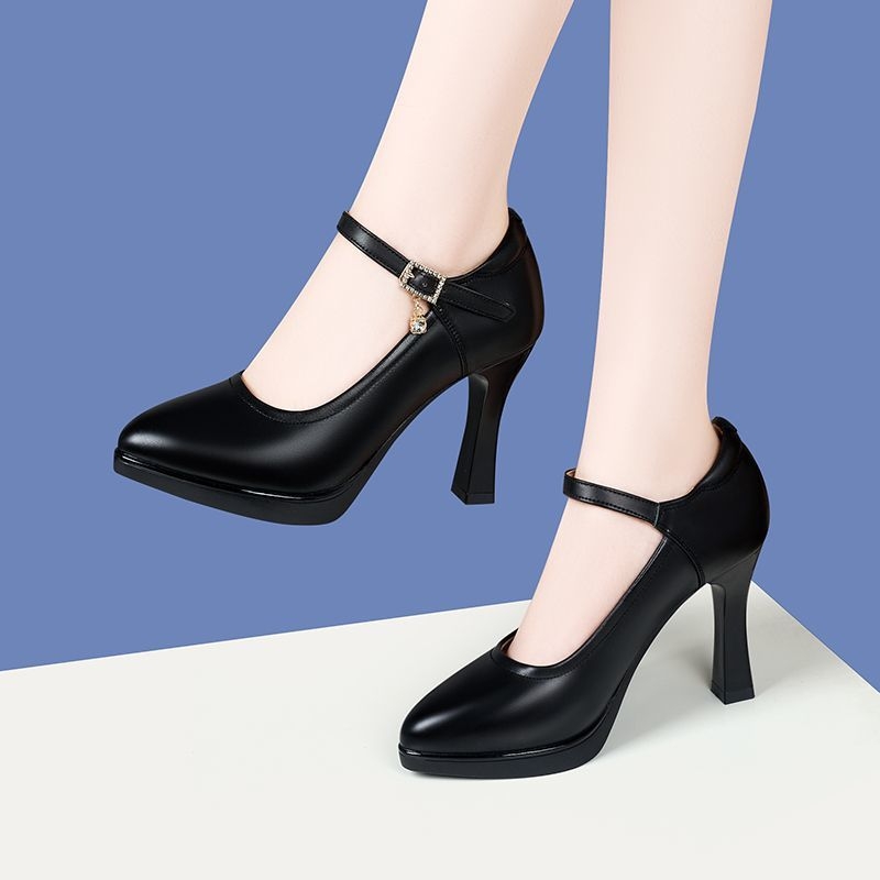 Pantofi damă din piele naturală, toc înalt, talpă din cauciuc, stil commuting/profesional, vară, deschidere la vârf: mică până la mare