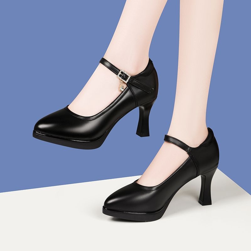 Pantofi damă din piele naturală, toc înalt, talpă din cauciuc, stil commuting/profesional, vară, deschidere la vârf: mică până la mare