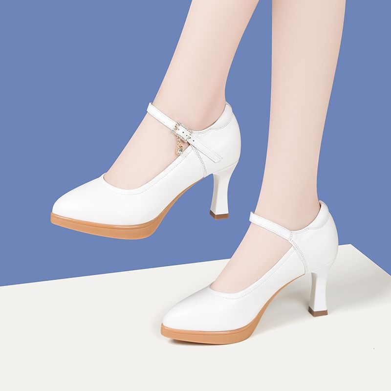 Pantofi damă din piele naturală, toc înalt, talpă din cauciuc, stil commuting/profesional, vară, deschidere la vârf: mică până la mare