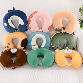 У-образна възглавница за пътуване с мемори пяна (пълнеж: мемори пяна; форма: U; стил: карикатурен; за възрастни)