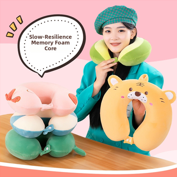 У-образна възглавница за пътуване с мемори пяна (пълнеж: мемори пяна; форма: U; стил: карикатурен; за възрастни)