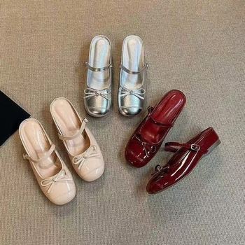 Pantofi Mary Jane pentru domnișoare – Stil chinezesc retro, Piele sintetică pe partea superioară, Vârf rotund, Talpă din cauciuc, Model FJ35038