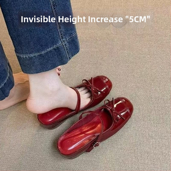 Pantofi Mary Jane pentru domnișoare – Stil chinezesc retro, Piele sintetică pe partea superioară, Vârf rotund, Talpă din cauciuc, Model FJ35038