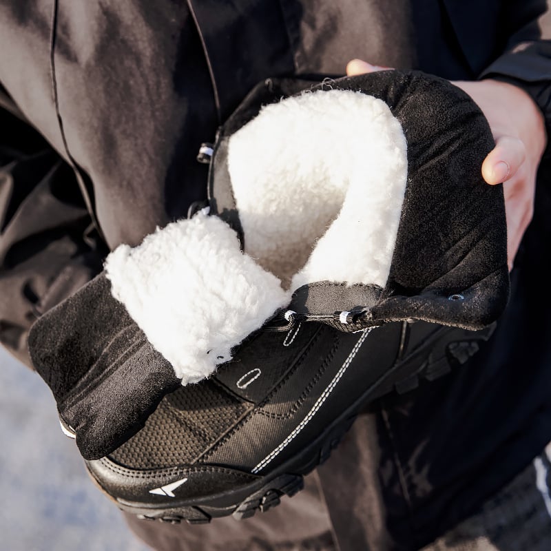 Muške zimske čizme za snijeg, vodootporne, s fleecem iznutra, protuklizna potplat, gornji materijal pamuk, unutarnja podstava od umjetnog krzna, srednja visina pete 3–5 cm