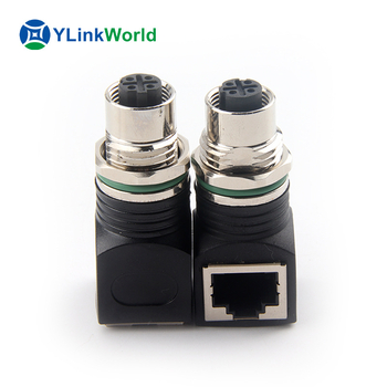 M12 към RJ45 конектор адаптер, 4-8 ядра, мъжки и женски, извити и прави, IP68, A/D/X код