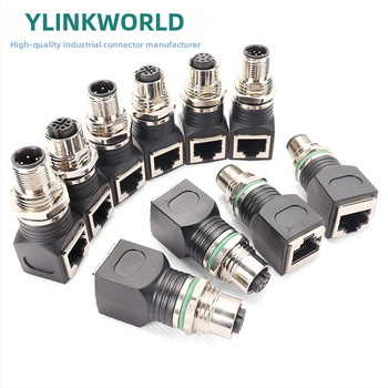 M12 към RJ45 конектор адаптер, 4-8 ядра, мъжки и женски, извити и прави, IP68, A/D/X код
