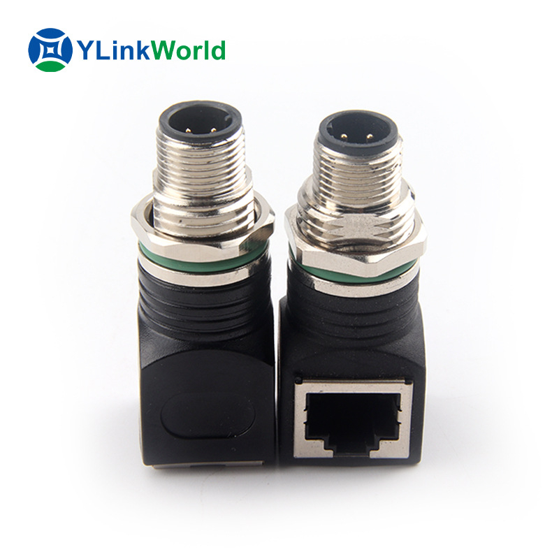 M12 към RJ45 конектор адаптер, 4-8 ядра, мъжки и женски, извити и прави, IP68, A/D/X код